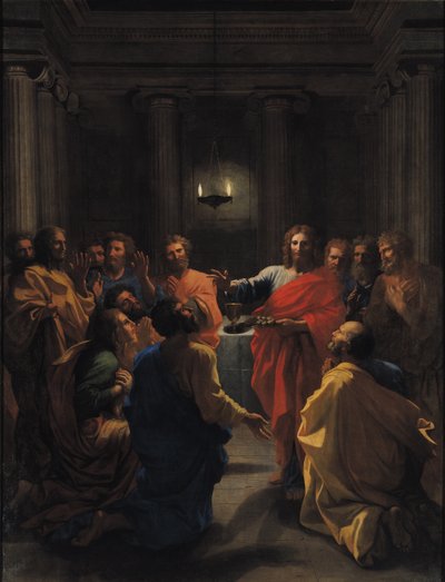 Cristo Instituyendo la Eucaristía, o La Última Cena, 1640 de Nicolas Poussin